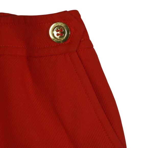 Talbots Red Tulip Skirt Cotton Lined Gold Buttons 2 Pockets Sz 14W Holiday Party - Picture 11 of 13
